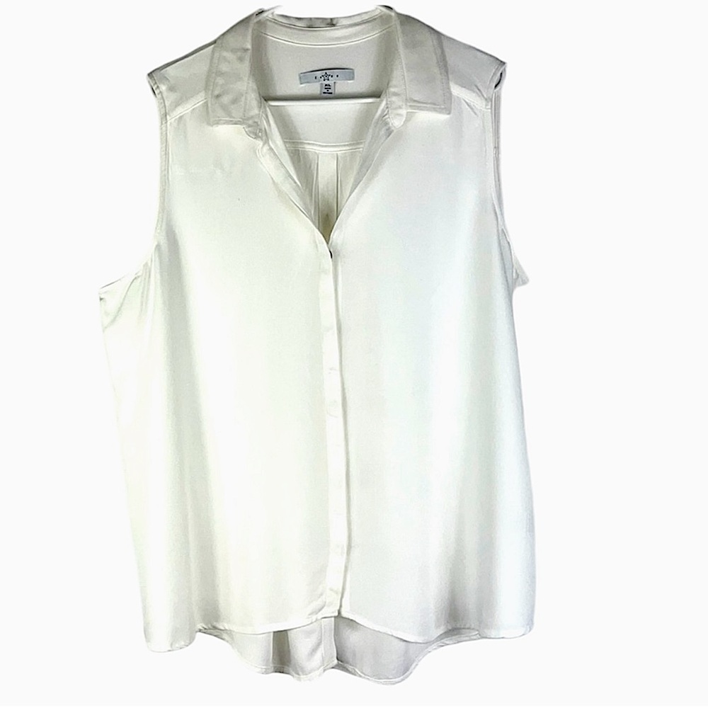 Fever sleeveless collared button down high/low tunic Sz XL